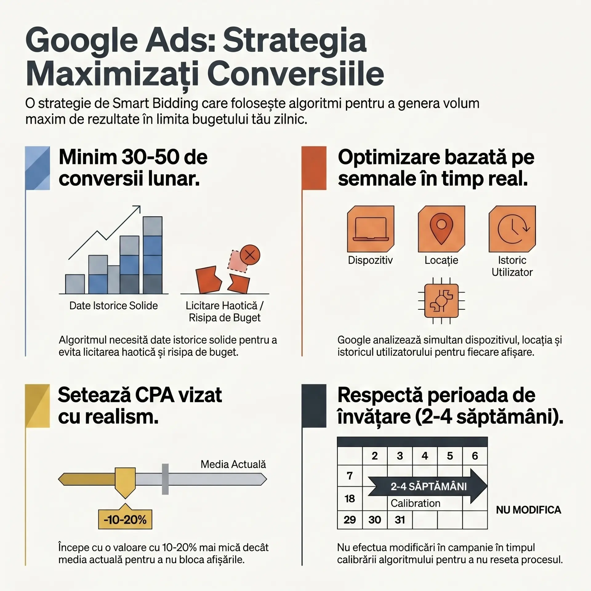 Înregistrați mai multe conversii la o sumă CPA mai mică sau similară cu ajutorul unei strategii de licitare complet automatizate.