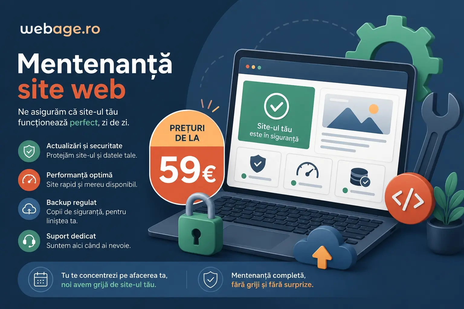Mentenantă site web - preturi de la 59€ pe lună - webage.ro