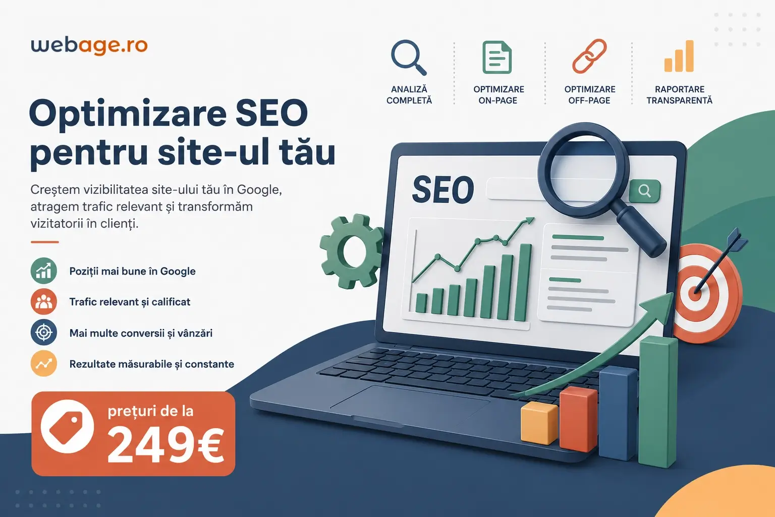 Optimizare seo site web - preturi de la 249€ - webage.ro