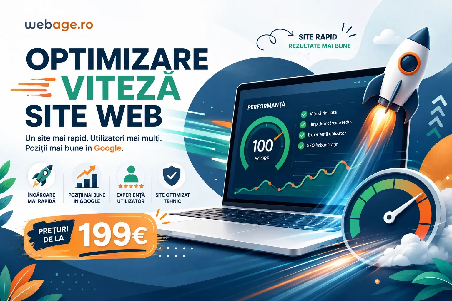 Optimizare viteza site web - preturi de la 199€ - webage.ro