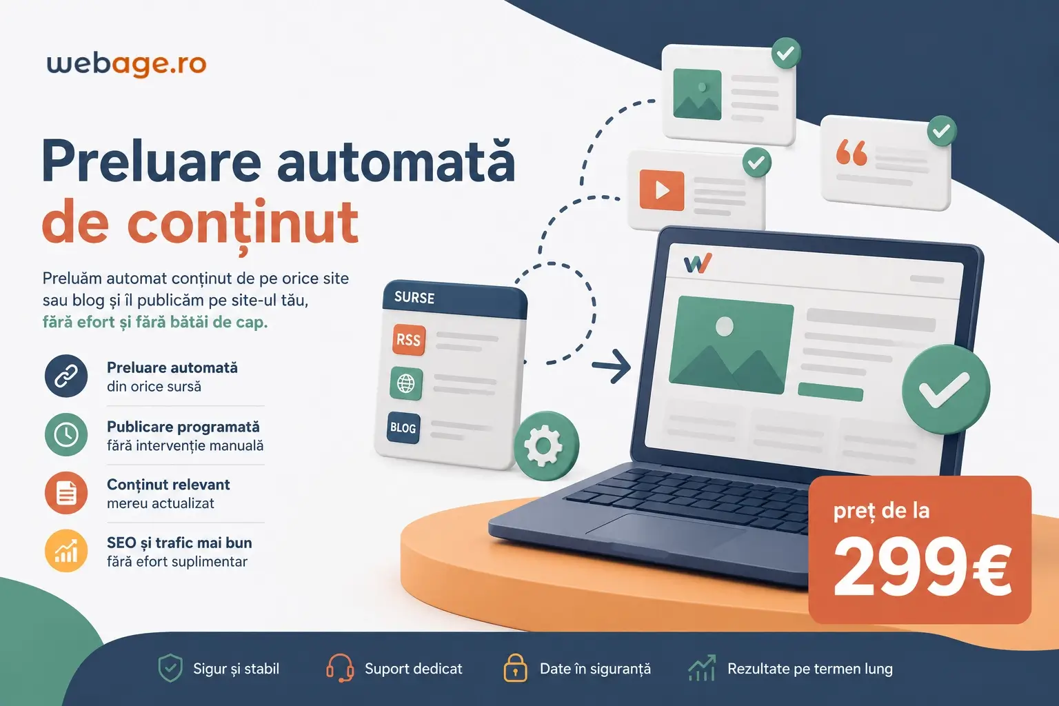 Preluare automata continut de pe internet - pret 290€ - webage.ro